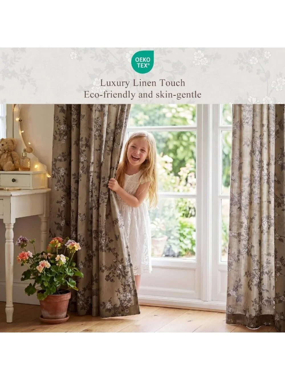 Elegant Brown Linen Pinch Pleat Curtains | Floral Fall Home Decor 96